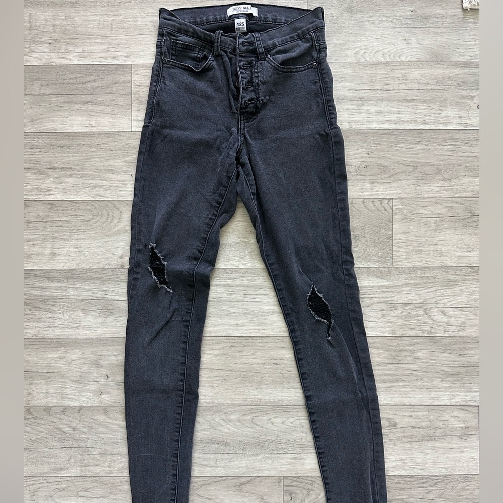Judy Blue Distressed Black Skinny Jeans